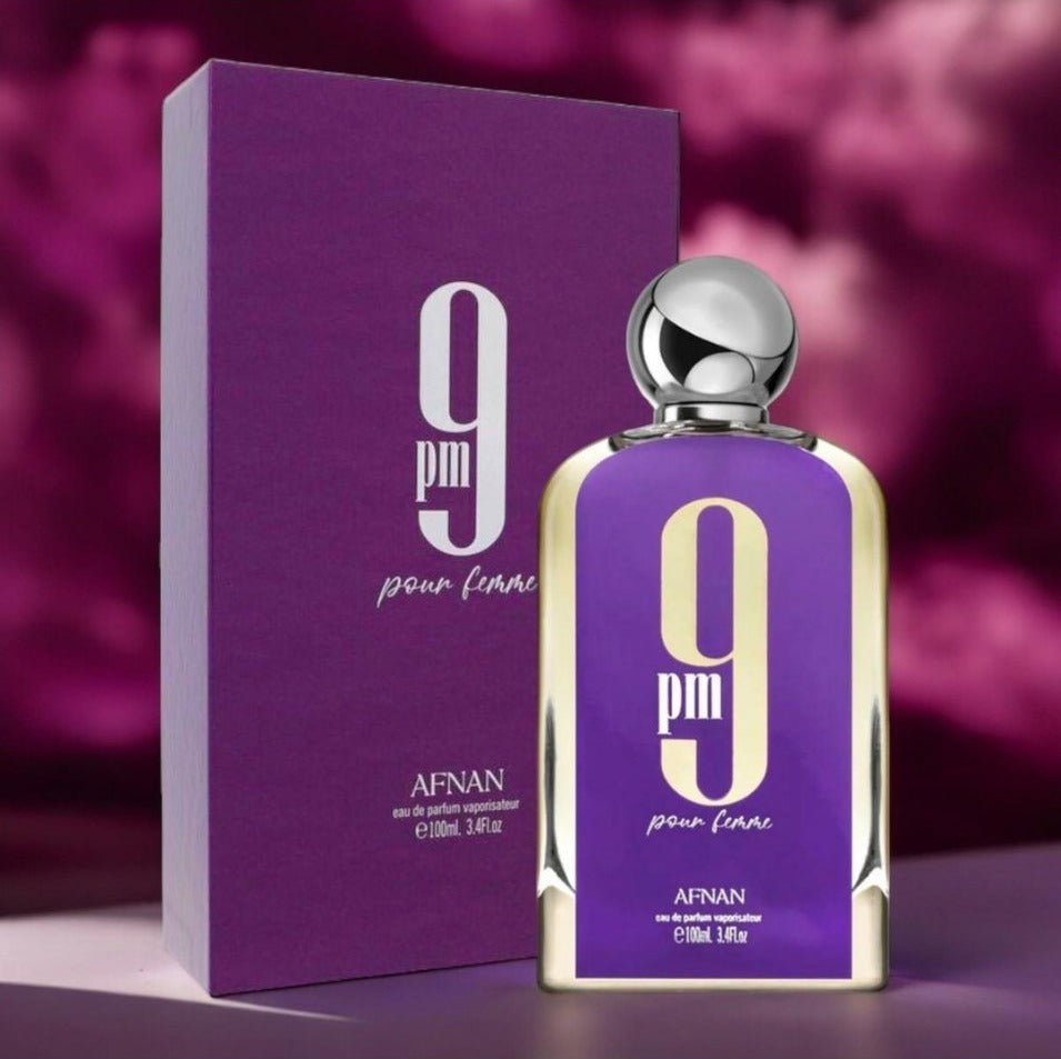 Afnan 9PM Pour Femme 100ml perfume bottle and box
