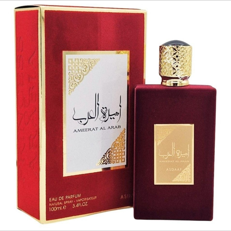 Ameerat Al Arab 100ml perfume bottle and box