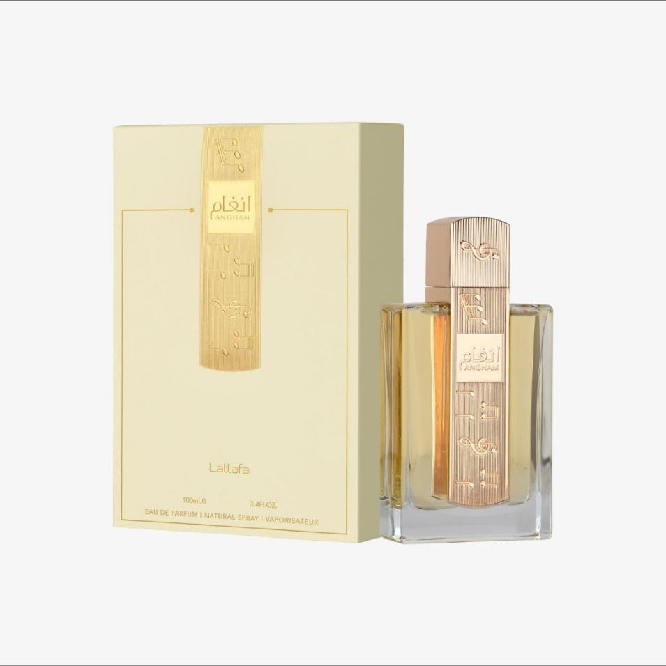 Lattafa Angham 100ml perfume bottle and box