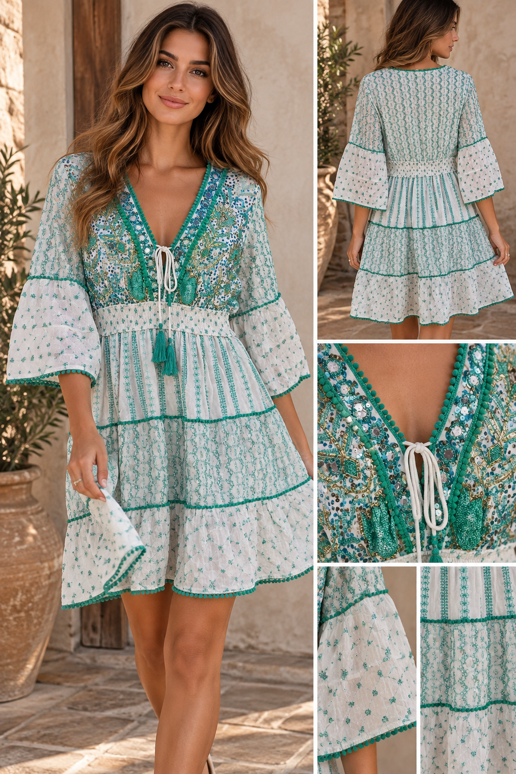 Azure Embrace Lace Short Dress